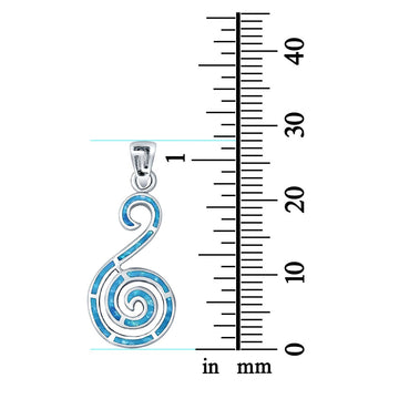 Swirl Lab Created Blue Opal 925 Sterling Silver Charm Pendant